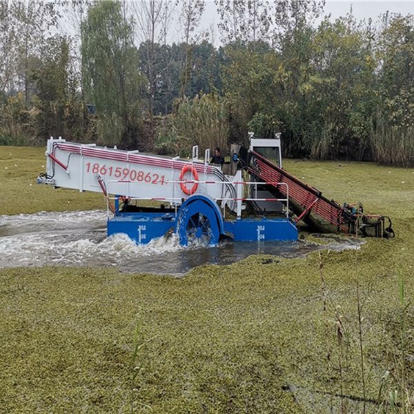 江蘇揚州水葫蘆打撈船現場